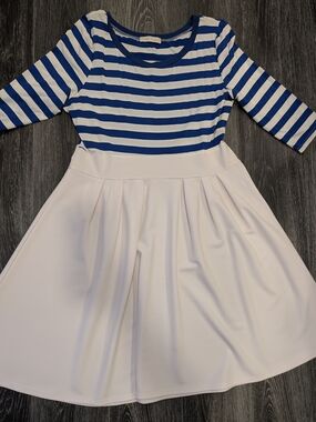Women's Blue & White Striped Dress